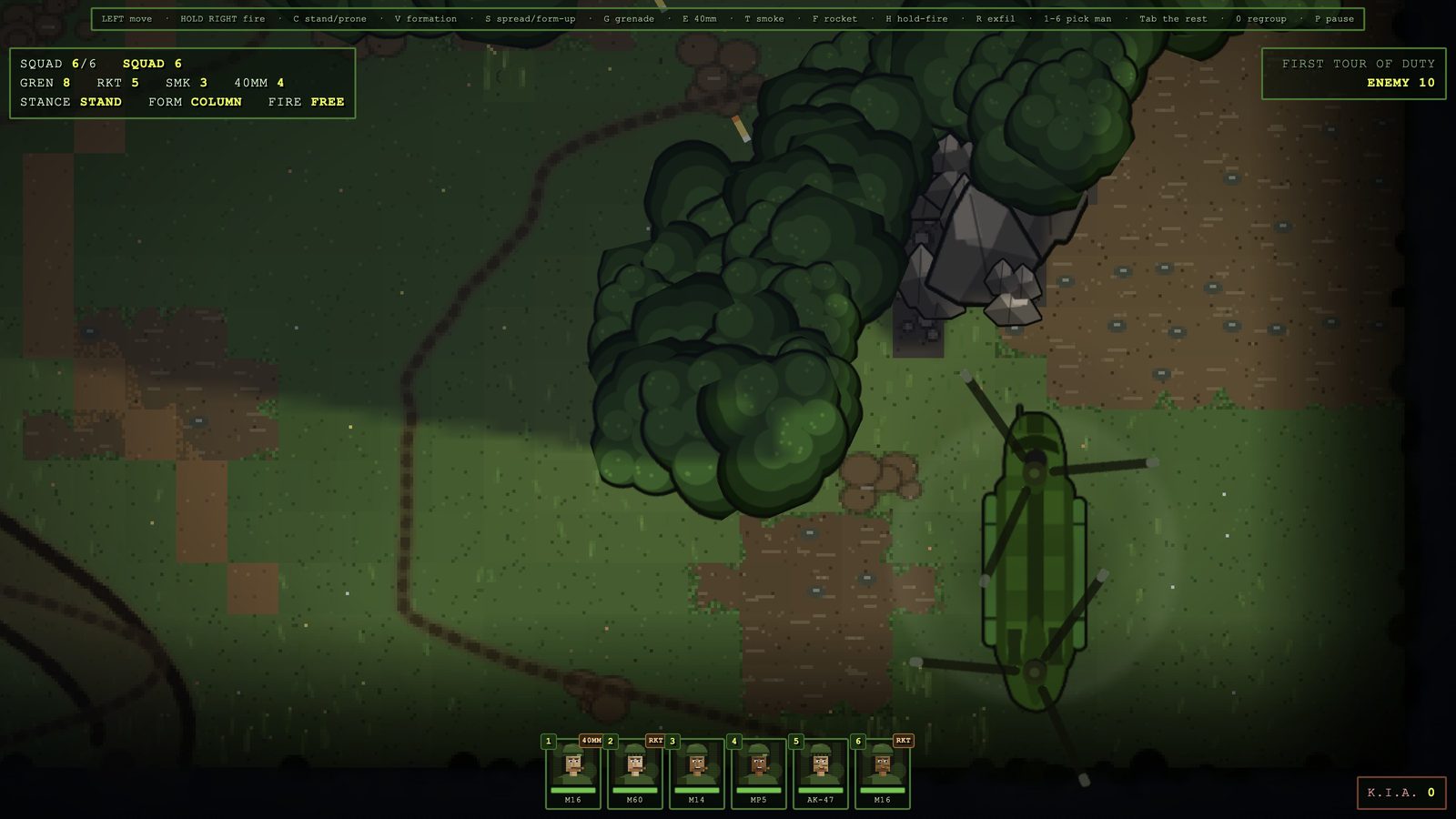 First Tour of Duty, the opening mission of the first tour: the squad on the ground, the Chinook that brought them in.
